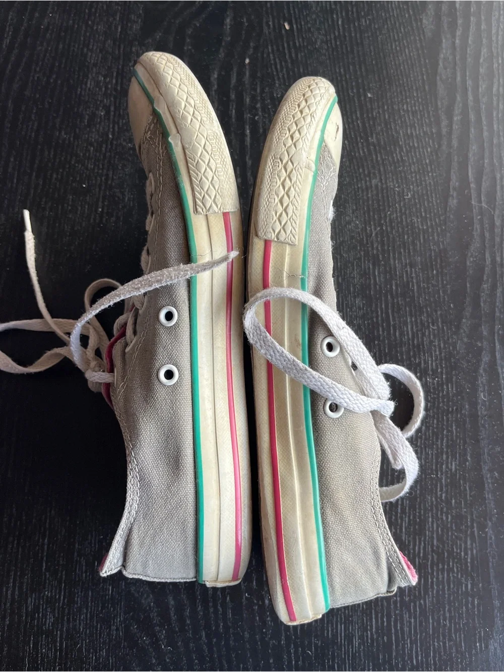 Converse All Star Low Gray Pink Green Canvas Shoes Junior 5 Sneakers